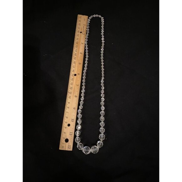 Antique Art Deco Graduated Faceted Cut Lead Crystal Rondelle Necklace 26" - Picture 12 of 12